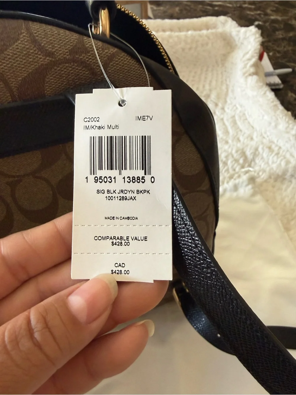 Coach Monogram Mini Backpack in Brown and Black with Cream Accent